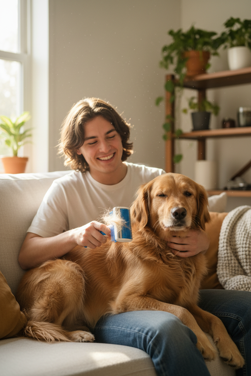 Pet owner bonding moment